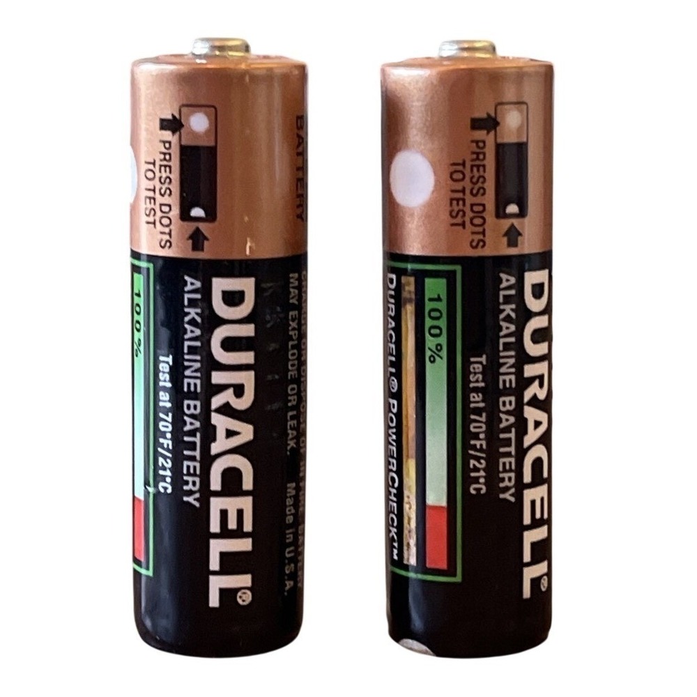 Pair Vintage Duracell Powercheck AA Batteries For Collection Display 2001 90s